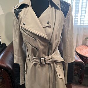 Guess Beige Trench Coat with Black Accents